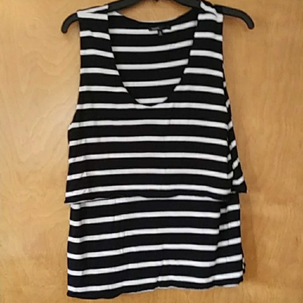 Horizontal cream and black knit top